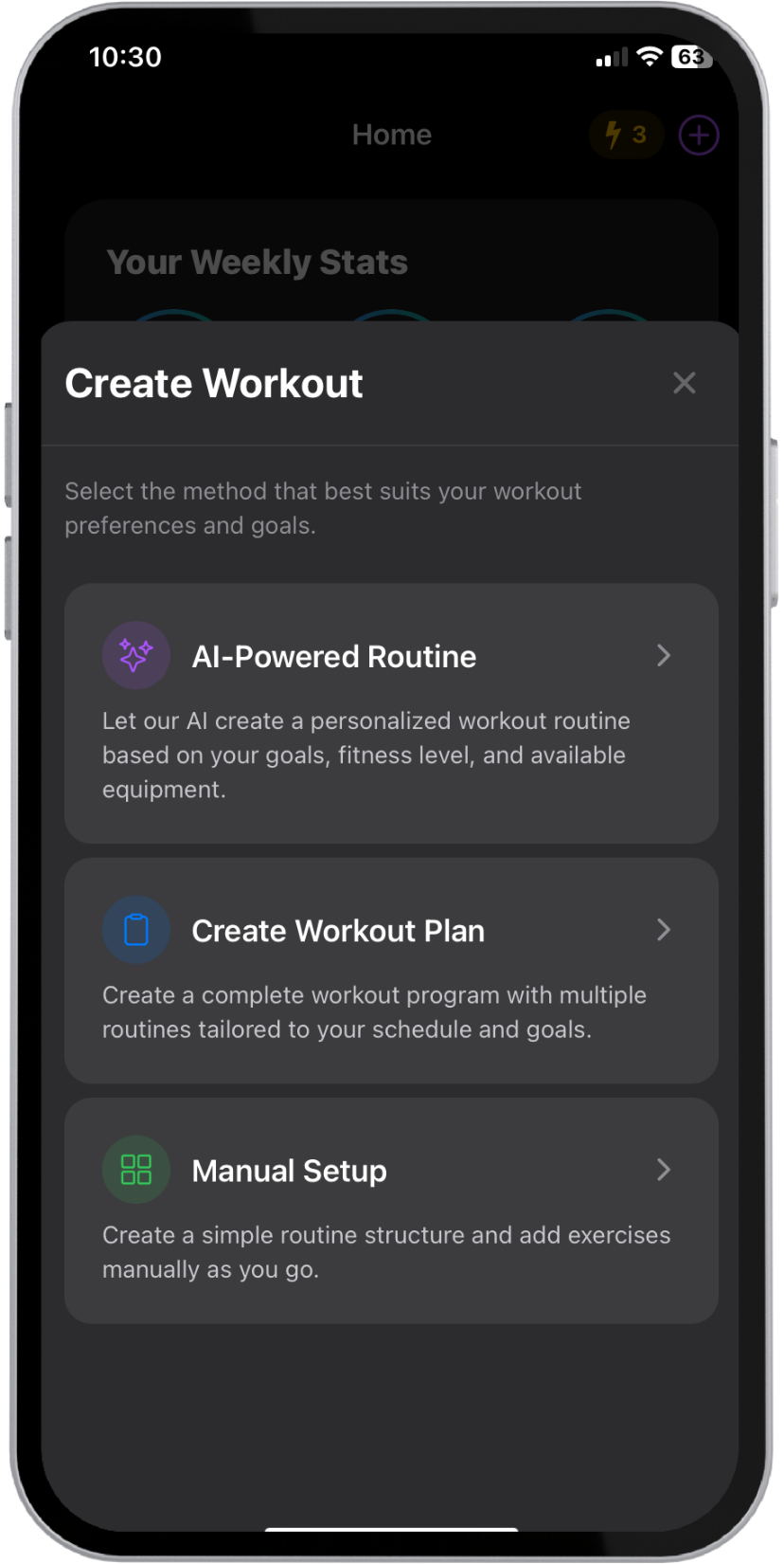 Load Muscle Mobile App Screen
