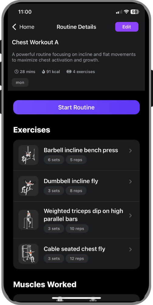 Load Muscle Mobile App Screen